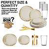 Ivory with Gold Harmony Rim Plastic Dinnerware Value Set (20 Settings) Image 2