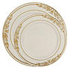 Ivory with Gold Harmony Rim Plastic Dinnerware Value Set (40 Dinner Plates + 40 Salad Plates) Image 1