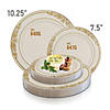 Ivory with Gold Harmony Rim Plastic Dinnerware Value Set (40 Dinner Plates + 40 Salad Plates) Image 3