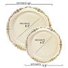 Ivory with Gold Vintage Rim Round Disposable Plastic Dinnerware Value Set (120 Dinner Plates + 120 Salad Plates) Image 2