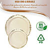 Ivory with Gold Vintage Rim Round Disposable Plastic Dinnerware Value Set (120 Dinner Plates + 120 Salad Plates) Image 3