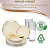 Ivory with Gold Vintage Rim Round Disposable Plastic Dinnerware Value Set (20 Settings) Image 3