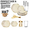 Ivory with Gold Vintage Rim Round Disposable Plastic Dinnerware Value Set (60 Settings) Image 2