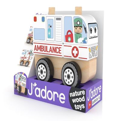 J&#8217;adore Ambulance Wooden Stacking Toy Image 1