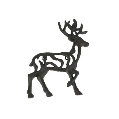 J.D. Yeatts Rustic Brown Cast Iron Open Work Deer Wall Hanging 11.5 Inches High Buck Stag Image 1