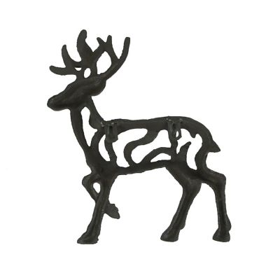 J.D. Yeatts Rustic Brown Cast Iron Open Work Deer Wall Hanging 11.5 Inches High Buck Stag Image 2