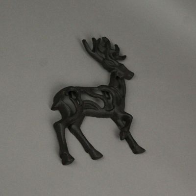 J.D. Yeatts Rustic Brown Cast Iron Open Work Deer Wall Hanging 11.5 Inches High Buck Stag Image 3