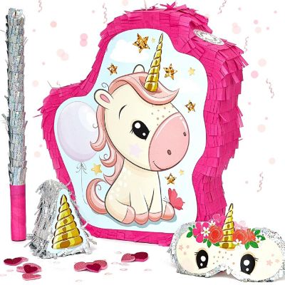 JITTERYGIT Unicorn Pinata Theme Birthday Party Favor Treasure Hunt Game Image 1