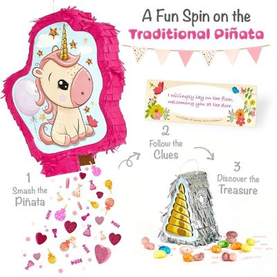 JITTERYGIT Unicorn Pinata Theme Birthday Party Favor Treasure Hunt Game Image 2