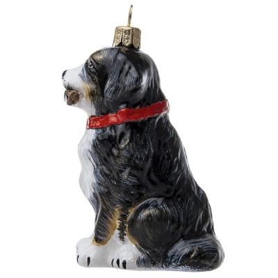 Joy To The World Bernese Mountain Dog with Fetching Stick Polish Glass Ornament Image 2