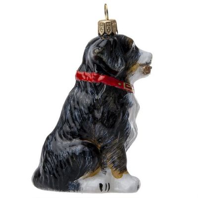 Joy To The World Bernese Mountain Dog with Fetching Stick Polish Glass Ornament Image 3