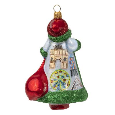 Joy to the World Glitterazzi Brooklyn New York Santa Claus Polish Glass Ornament Image 1