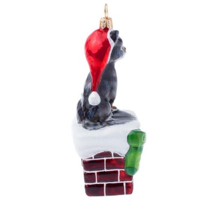 Joy To The World Waiting for Santa Cat Version 3D Polish Glass Ornament Image 2