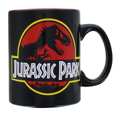 Jurassic Park Logo Black Ceramic Mug  Holds 20 Ounces Image 1