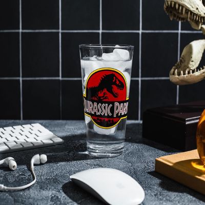 Jurassic Park Logo Pint Glass  Holds 16 Ounces Image 2
