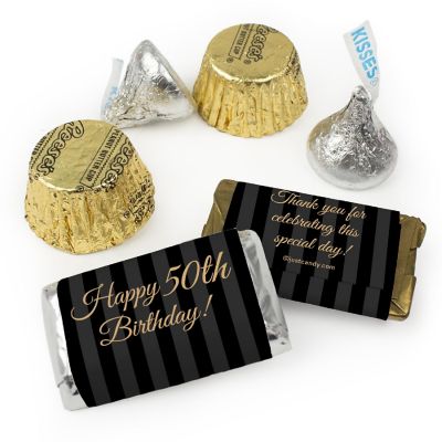 Just Candy 1.75 lbs 50th Birthday Candy Party Favors Hershey's Chocolate Kit (approx. 118 Pcs) - Pinstripes Image 1