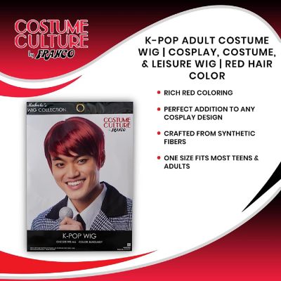 K-Pop Adult Costume Wig  Cosplay, Costume, & Leisure Wig  Red Hair Color Image 3