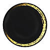 Kaya Collection 10.25" Black with Gold Moonlight Round Disposable Plastic Dinner Plates (120 Plates) Image 1