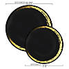 Kaya Collection 10.25" Black with Gold Moonlight Round Disposable Plastic Dinner Plates (120 Plates) Image 2