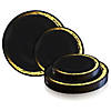 Kaya Collection 10.25" Black with Gold Moonlight Round Disposable Plastic Dinner Plates (120 Plates) Image 3