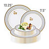 Kaya Collection 10.25" White with Blue and Gold Chord Rim Plastic Dinner Plates (120 Plates) Image 2