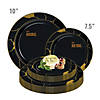 Kaya Collection 10" Black with Gold Marble Disposable Plastic Dinner Plates (120 Plates) Image 2