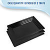 Kaya Collection 11" x 16" Black Rectangular with Groove Rim Plastic Serving Trays (24 Trays) Image 4