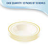 Kaya Collection 12 oz. White with Gold Edge Rim Plastic Soup Bowls (120 Bowls) Image 4