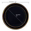 Kaya Collection 7.5" Black with Gold Edge Rim Plastic Appetizer/Salad Plates (120 Plates) Image 2