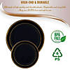 Kaya Collection 7.5" Black with Gold Edge Rim Plastic Appetizer/Salad Plates (120 Plates) Image 4
