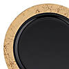 Kaya Collection 7.5" Black with Gold Marble Rim Disposable Plastic Appetizer/Salad Plates  (120 Plates) Image 1