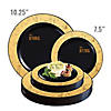 Kaya Collection 7.5" Black with Gold Marble Rim Disposable Plastic Appetizer/Salad Plates  (120 Plates) Image 3