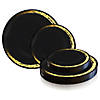 Kaya Collection 7.5" Black with Gold Moonlight Round Disposable Plastic Appetizer/Salad Plates (120 Plates) Image 2