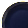 Kaya Collection 7.5" Navy with Gold Rim Organic Round Disposable Plastic Appetizer/Salad Plates (120 Plates) Image 1