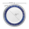 Kaya Collection 7.5" White with Blue and Silver Royal Rim Plastic Appetizer/Salad Plates (120 Plates) Image 1