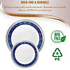Kaya Collection 7.5" White with Blue and Silver Royal Rim Plastic Appetizer/Salad Plates (120 Plates) Image 3