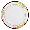 Kaya Collection 7.5" White with Burgundy and Gold Harmony Rim Plastic Appetizer/Salad Plates (120 plates) Image 1