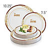 Kaya Collection 7.5" White with Burgundy and Gold Harmony Rim Plastic Appetizer/Salad Plates (120 plates) Image 3