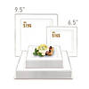 Kaya Collection 9.5" White with Silver Square Edge Rim Plastic Dinner Plates (120 Plates) Image 2
