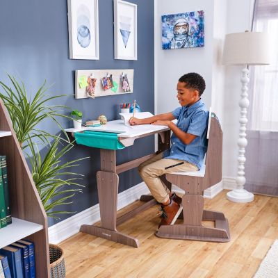 KidKraft Grow Together Pocket Adjustable Desk and Chair - Gray Ash Image 1