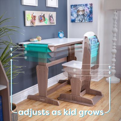 KidKraft Grow Together Pocket Adjustable Desk and Chair - Gray Ash Image 2