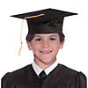 Kids Graduation Black Felt Mortarboard Hat with Gold Tassel Image 1