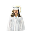 Kids&#8217; White Shiny Elementary School Graduation Cap with Tassel Image 1