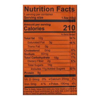 Kize Concepts - Energy Bar Raw Peanut Butter Chocolate Chip - Case of 10-1.5oz Image 2