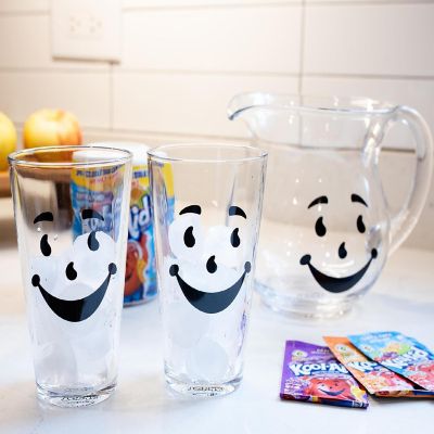 Kool-Aid Man 64-Ounce Glass Pitcher and Two 16-Ounce Pint Glasses Image 1