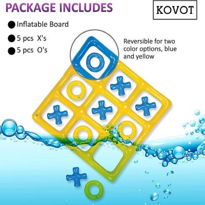 KOVOT Inflatable Tic Tac Toe Floating Game &#8211; Pool Fun Indoor and Outdoor Game Set for The Entire Family &#8211; Backyard, Pool, Picnic, Playroom, Beach, Tailgate & Ca Image 2