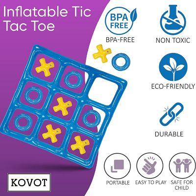 KOVOT Inflatable Tic Tac Toe Floating Game &#8211; Pool Fun Indoor and Outdoor Game Set for The Entire Family &#8211; Backyard, Pool, Picnic, Playroom, Beach, Tailgate & Ca Image 3