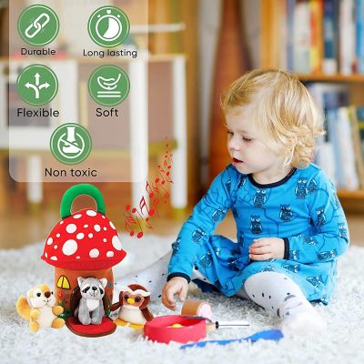 Kovot Mushroom Carrier Home with Soft Plush Forest Animals &#8211; Owl, Raccoon, and Beaver with Animal Sounds &#8211; Cuddly and Cute Toys &#8211; Fun and Learning Play Set &#8211; On Image 3