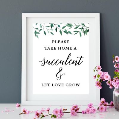 Koyal Wholesale Wedding Party Signs, Natural Greenery, Please Take Home a Succulent and Let Love Grow, 1-Pack Image 2