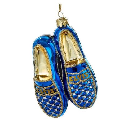 Kurt Adler Elvis Presley Blue Suede Shoes Glass Ornament 5 Inch EP4161 Image 1